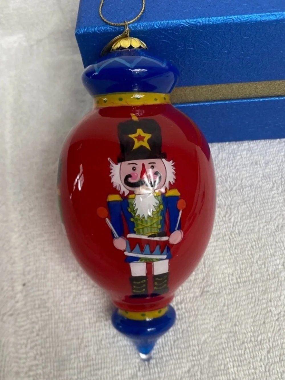 PIER 1 Christmas 2014 Red Nutcracker Glass Large Drop Ornament Glass Christmas